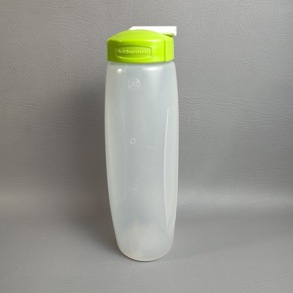 Rubbermaid 32 oz Water Bottle‎ Flip Straw Lid 7F86 Drink Container Green Lid
